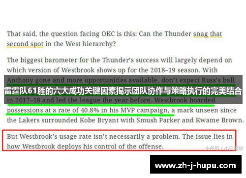 雷霆队61胜的六大成功关键因素揭示团队协作与策略执行的完美结合 雷霆队61胜的六大成功关键因素揭示团队协作与策略执行的完美结合